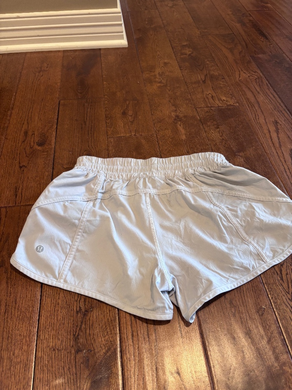Lululemon light grey tracker athletic shorts. Size 6? Lining is cut out
